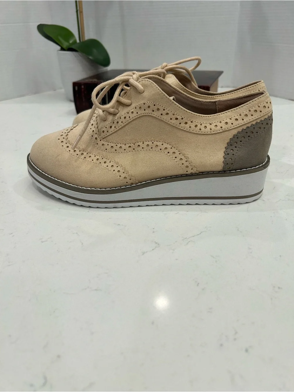 torrid Beige Suede Wingtip Derby Sneakers